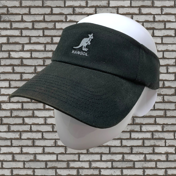 Vintage Y2K Kangol Black Cotton Canvas Sports Visor One Size Hat Cap Eyeshade - Picture 2 of 7